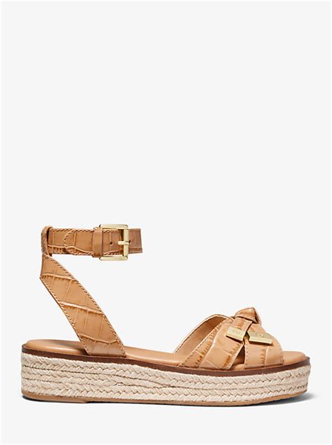 michael michael kors ripley crocodile-embossed leather espadrille sandal|Michael Kors Crocodile.